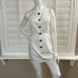 Sunfere Rebecca Halter Backless Mini Dress White